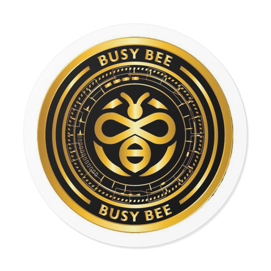 Busy Bee - Black/Gold Round Vinyl Stickers