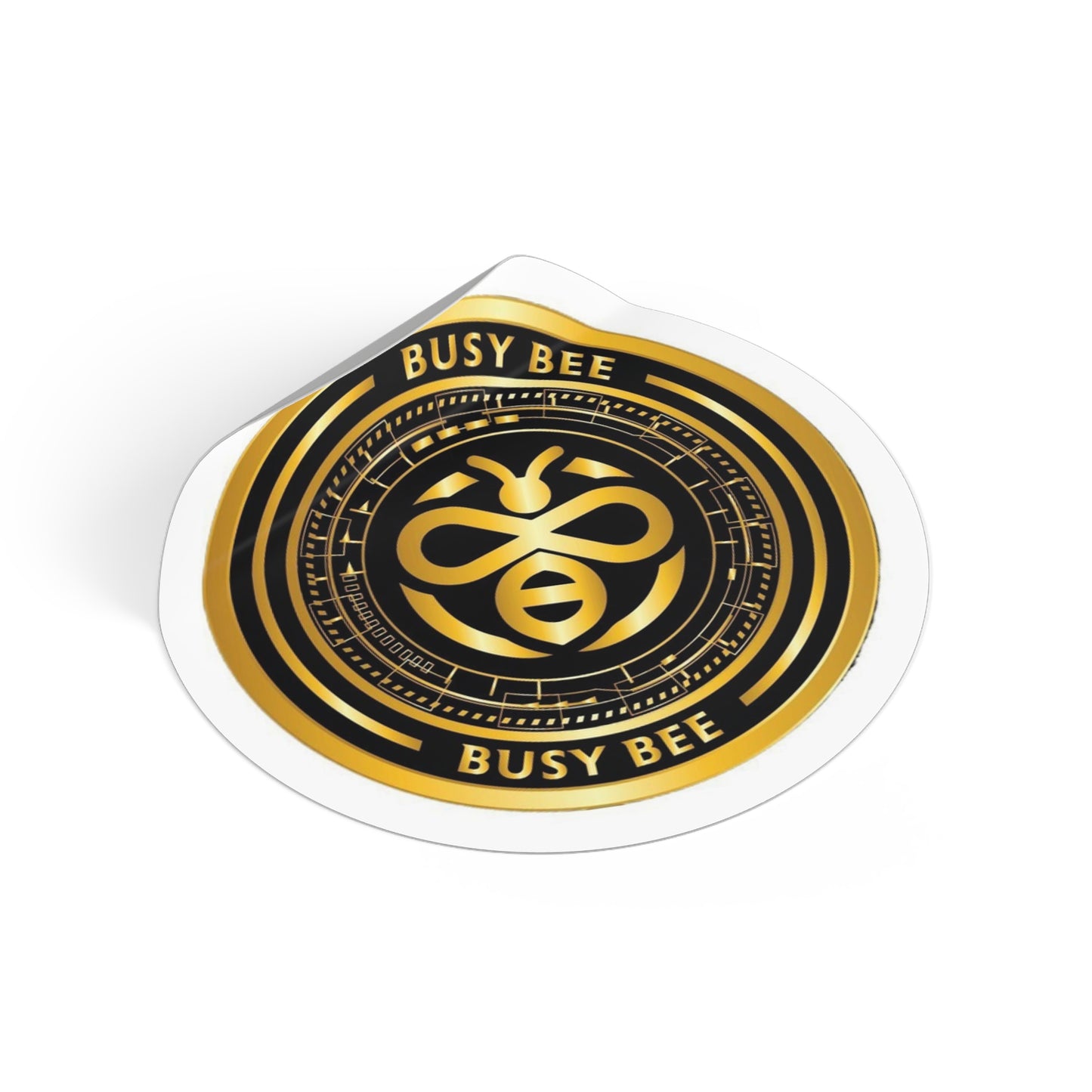 Busy Bee - Black/Gold Round Vinyl Stickers