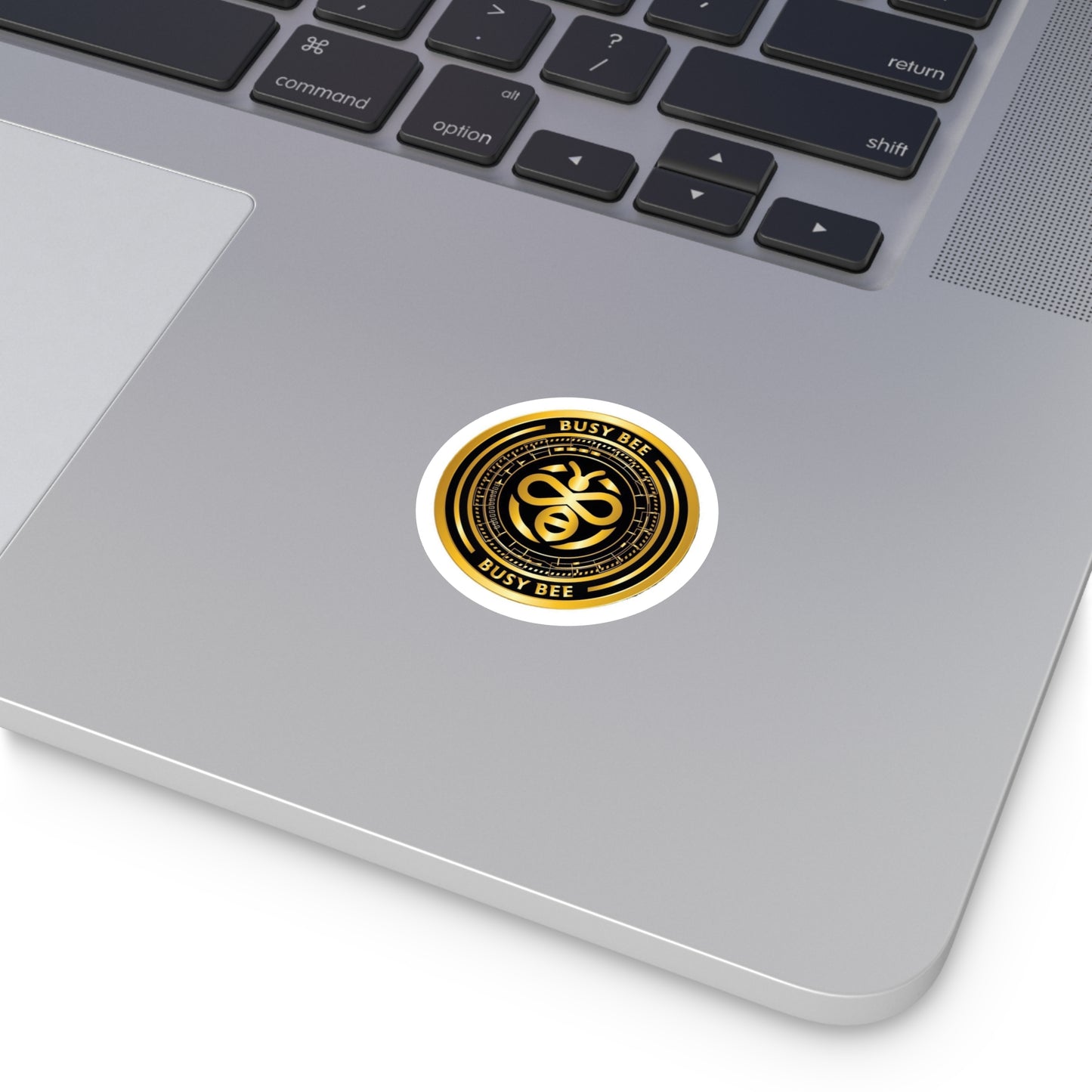 Busy Bee - Black/Gold Round Vinyl Stickers